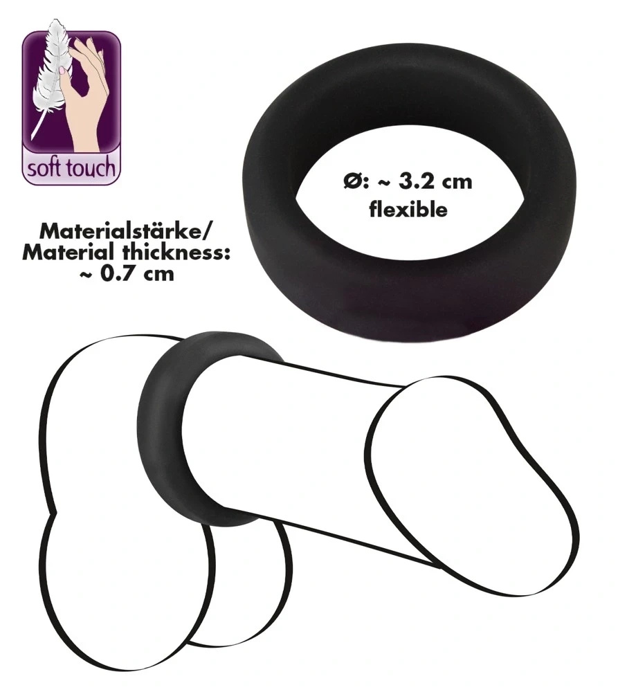 Black Velvets silikonowy pierścień anatomiczny 3,2 cm, czarny