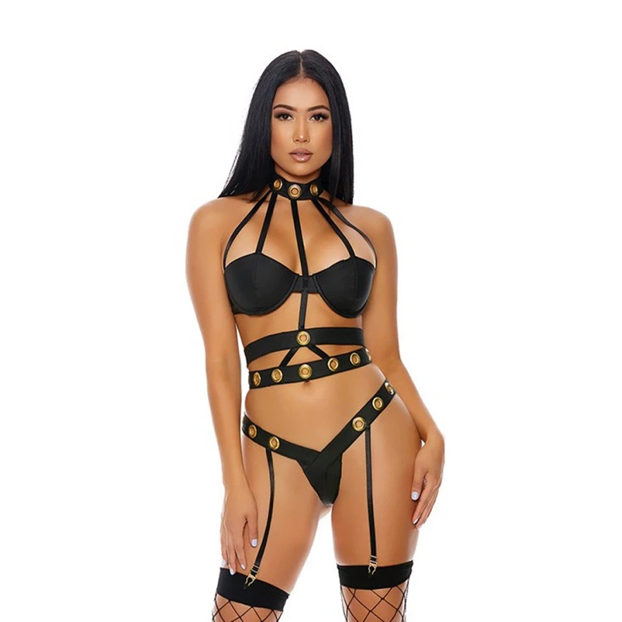 Forplay Seductive Cage XL – komplet bielizny z paskami do pończoch