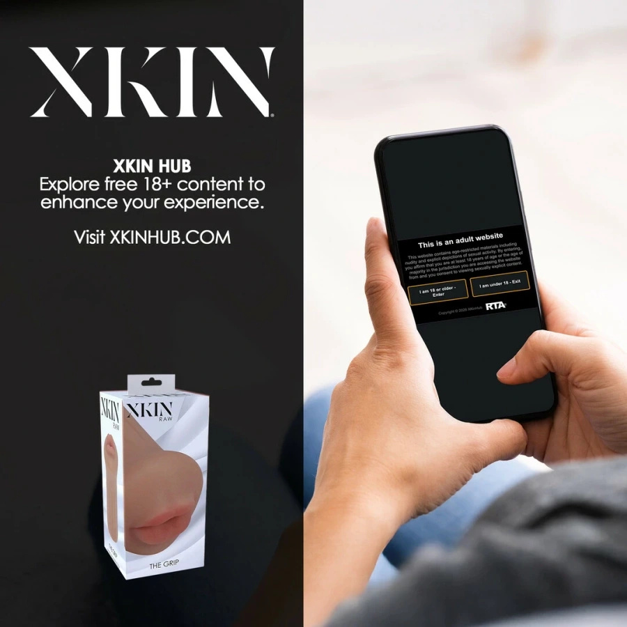 XKIN Raw The Grip Small masturbator TPE, cielisty, 137 g