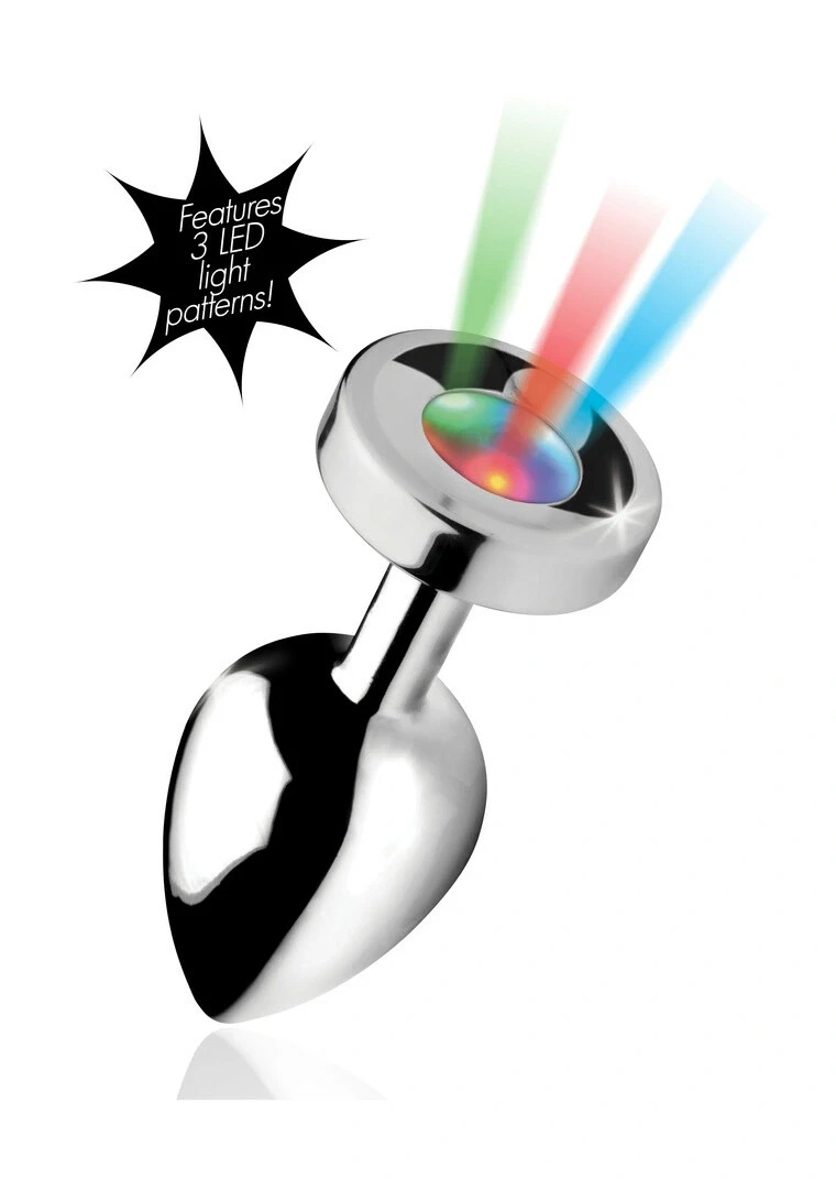 XR Brands LED Rainbow korek analny duży z podświetleniem, aluminium