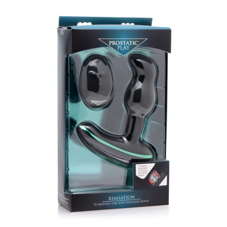 XR Brands Master Series masażer prostaty z rotacyjnymi kulkami, silikonowy, czarny