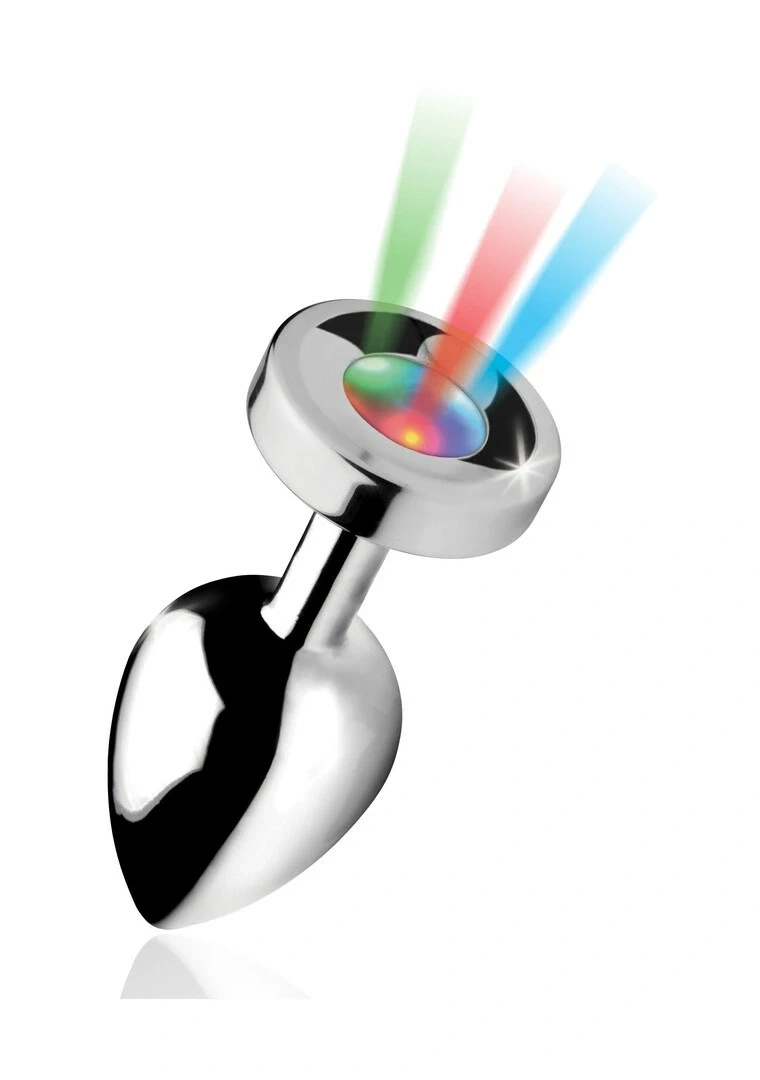 XR Brands LED Rainbow korek analny duży z podświetleniem, aluminium