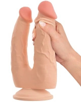 Nature Skin Bendable Double Penetrator dildo podwójne elastyczne, TPE, 20/19 cm