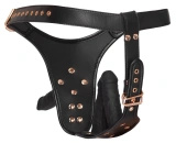 Bad Kitty Strap-On 3D L/XL czarne stringi z trzema elementami silikonowymi