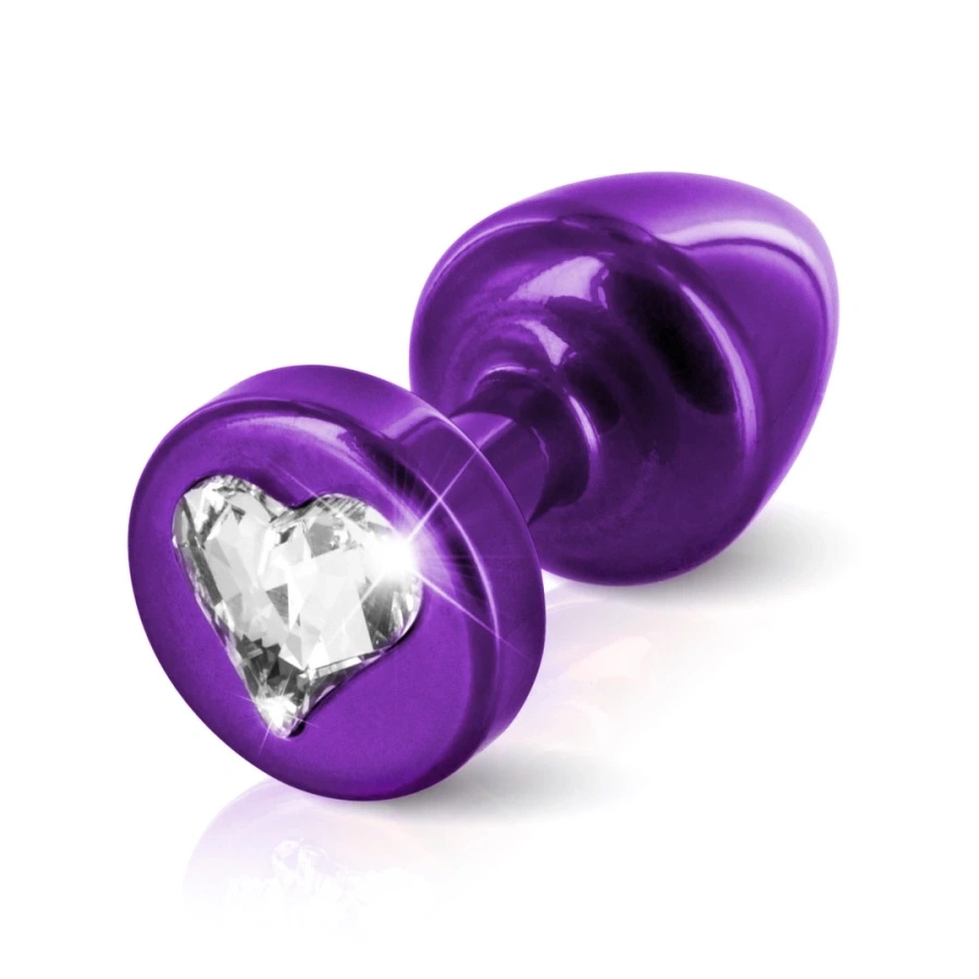Diogol Anni R Heart 25 mm fioletowy – aluminiowy korek analny z kryształkiem