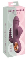 You2Toys Slim Triple Plum – wibrator potrójny 3w1, śliwkowy, 21,4 cm
