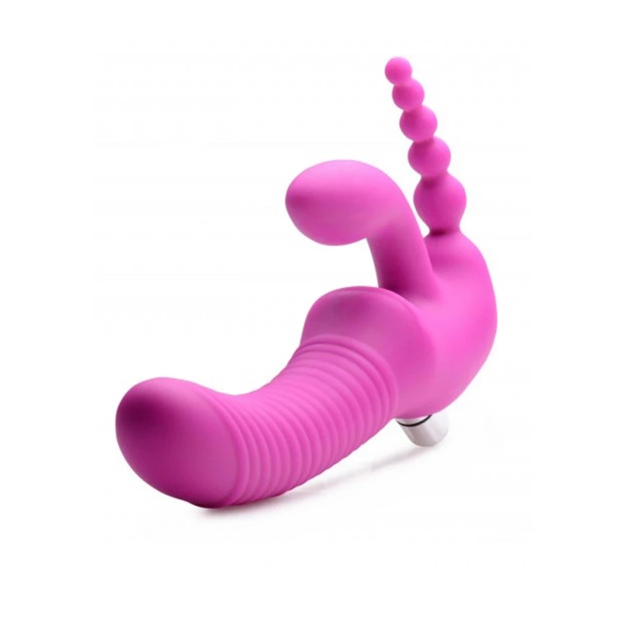 XR Brands Regal silikonowy strapless z wibracją, 3 funkcje
