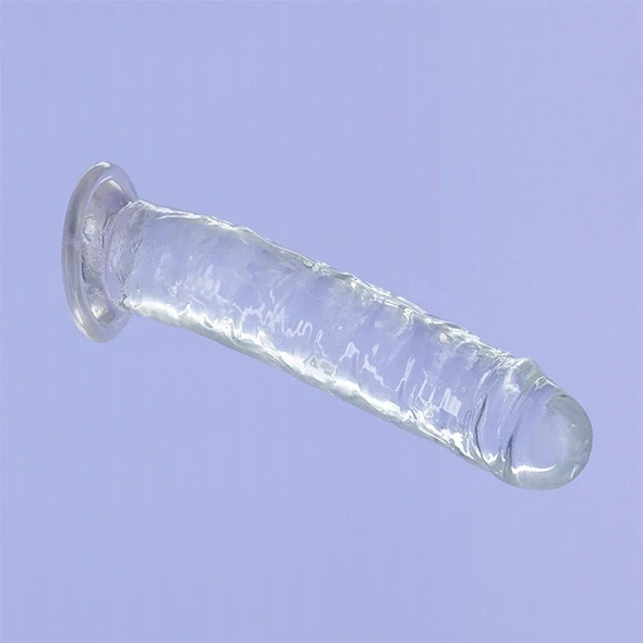 Addiction Crystal Addiction Vertical dildo z TPE 18 cm z przyssawką, przezroczyste