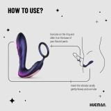 Hueman Black Hole wibrujący pierścień z końcówką stymulującą i pilotem, czarny