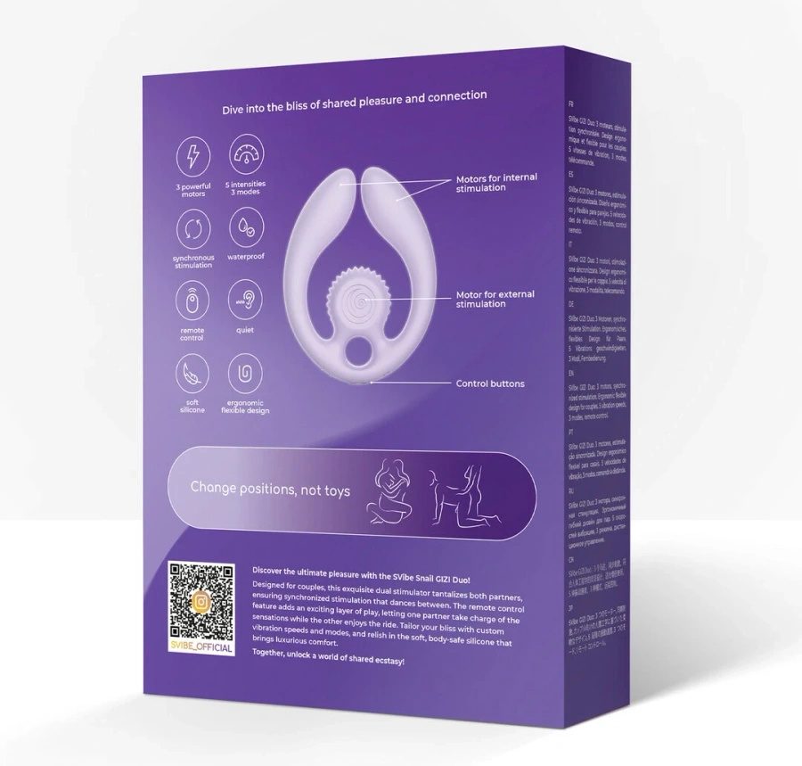 SVibe GIZI Duo – podwójny stymulator dla par, liliowy, pilot bezprzewodowy