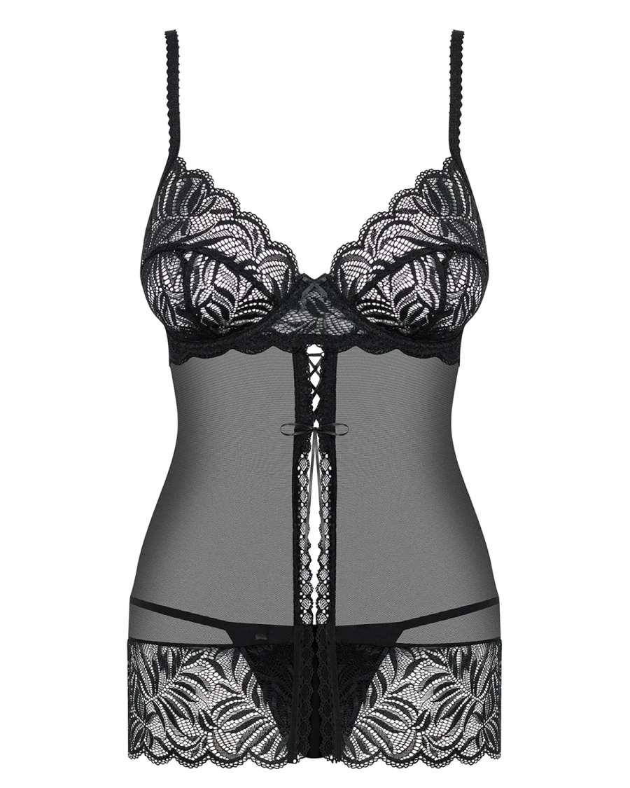 Contica babydoll i stringi czarne Obsessive