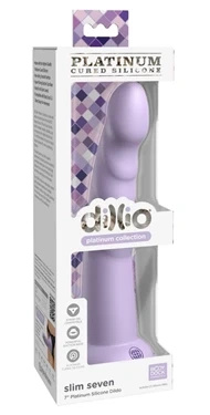 Dillio Platinum Slim Seven 19,7 cm dildo z rowkami, silikonowe, fioletowe