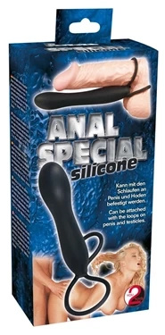 You2Toys korek analny silikonowy z podwójną pętlą, czarny, 15 cm