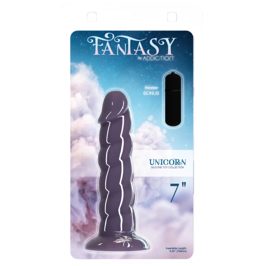 Addiction Fantasy Unicorn Purple dildo silikonowe 18 cm z przyssawką