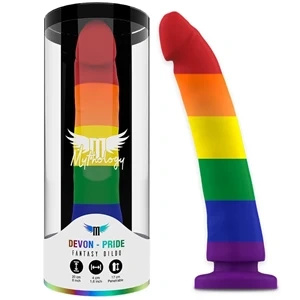 MYTHOLOGY Devon Pride L – dildo silikonowe z przyssawką, kolor Pride, 20 cm