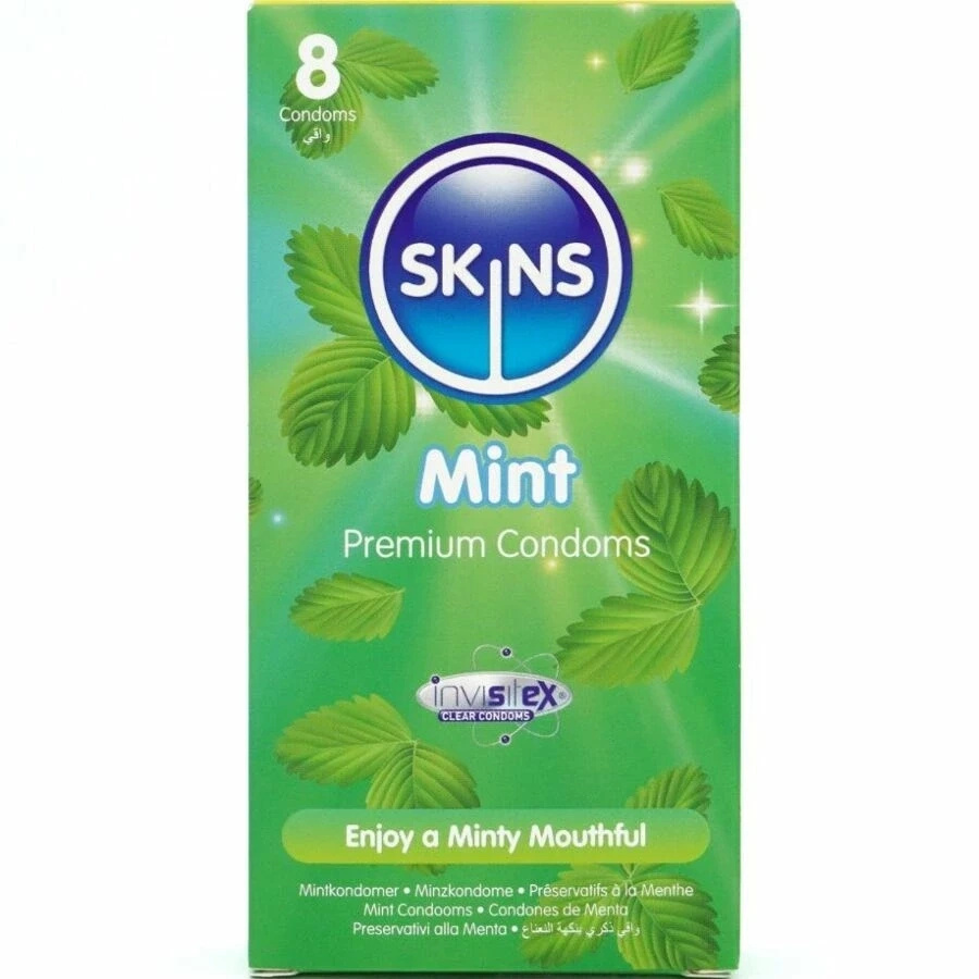 Skins Mint Premium 8 szt. – prezerwatywy miętowe, ultracienkie