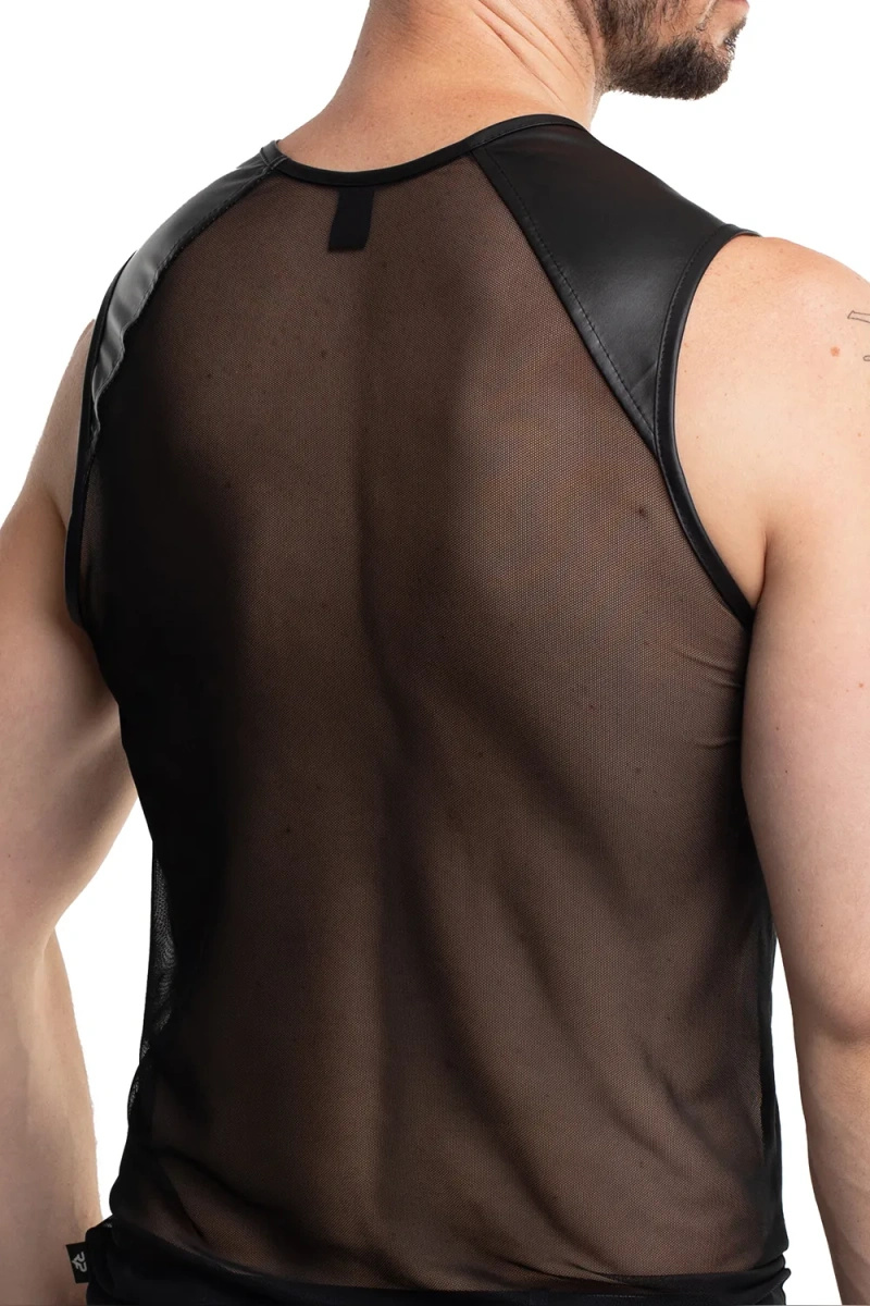 T-shirt Siateczkowy Z Ramionami Wetlook Tiziano Czarny Regnes