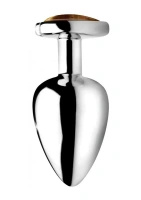 XR Brands korek analny ozdobny z tygrysim okiem, duży, aluminium, brązowy