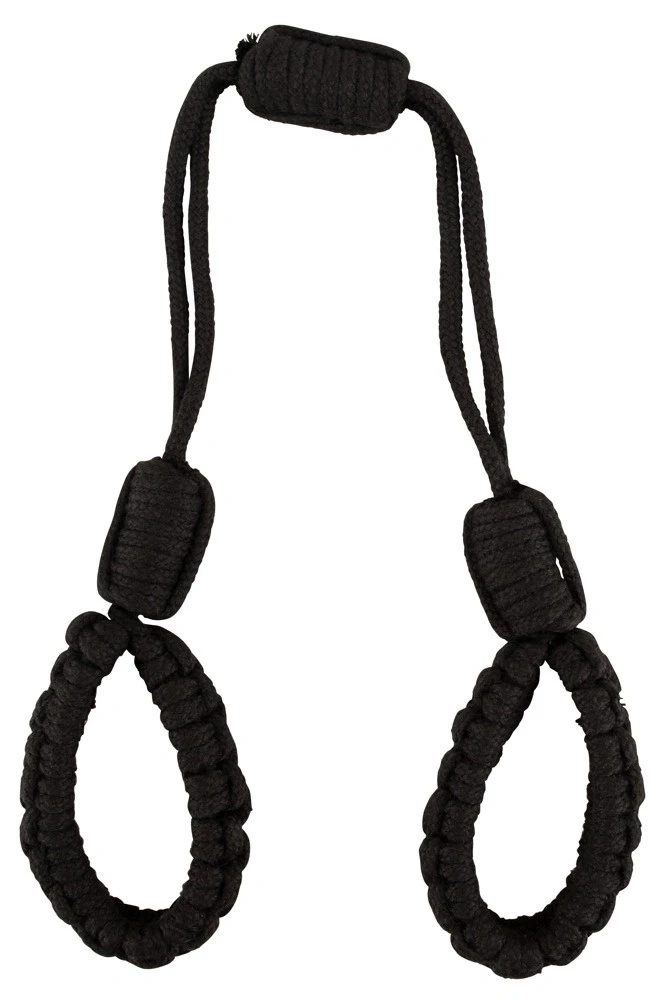 Bad Kitty Cuffs Rope linowe opaski na ręce, czarne, bawełna, rozmiar 2