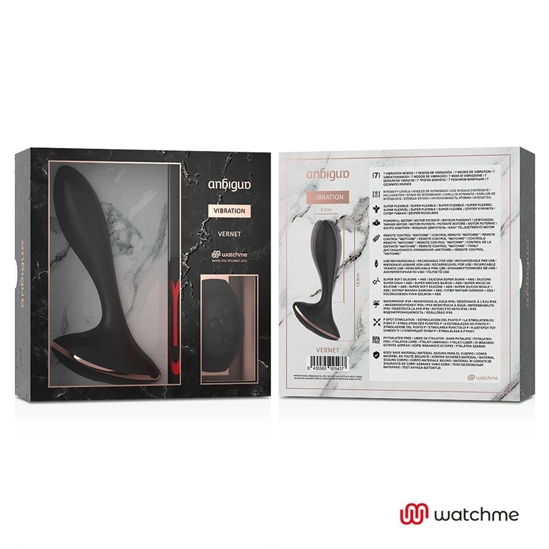 ANBIGUO Vernet – wibrator z pilotem WATCHME w formie zegarka, czarny
