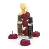 Extase Sensuel Naughty Kit Silk Nights – zestaw świec i lubrykantu truskawkowego