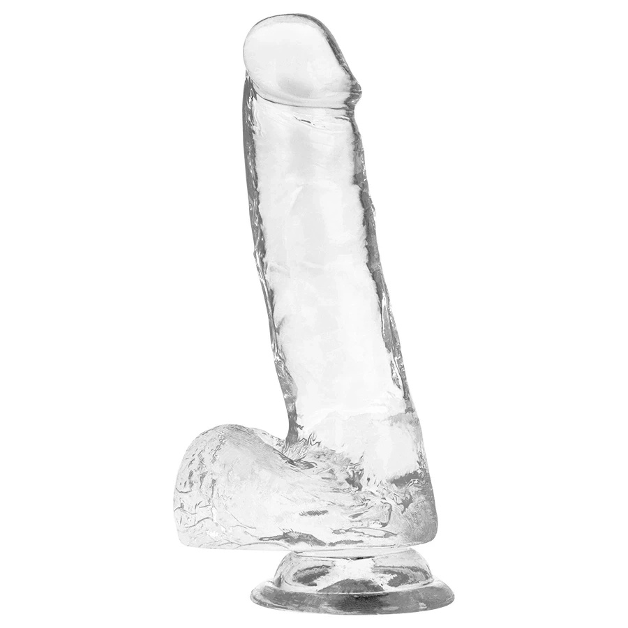 XRAY Clear dildo żelowe 18,5 cm, transparentne, z kulkami, przyssawka