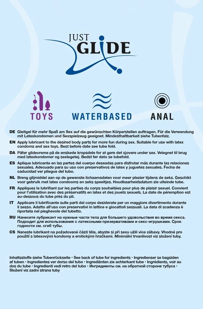 Just Glide zestaw 3 lubrykantów na bazie wody 3 x 200 ml – Anal, Toys, Waterbased
