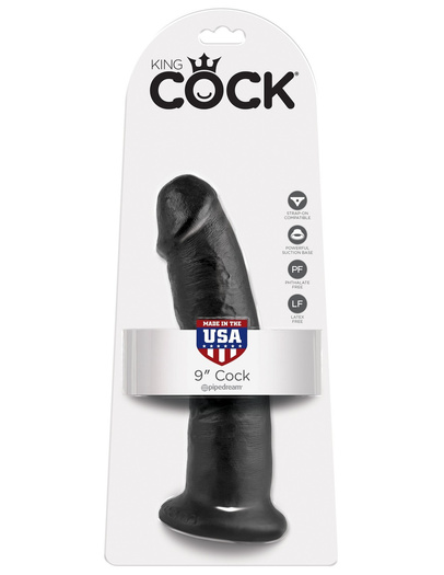 9' Cock Black Dildo Czarne 23Cm King Cock