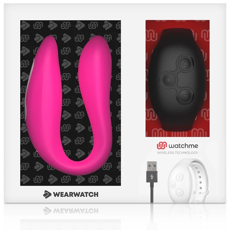 WEARWATCH WATCHME Dual Technology wibrator typu U z pilotem na nadgarstek, fuksja/czarny