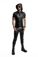 T-shirt Z Kapturem Wetlook Z Zamkiem Slim Fit Ettore Czarny Regnes