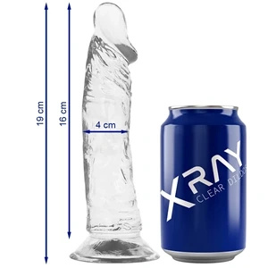 XRAY Clear dildo przezroczyste 19 cm, elastyczne, z przyssawką
