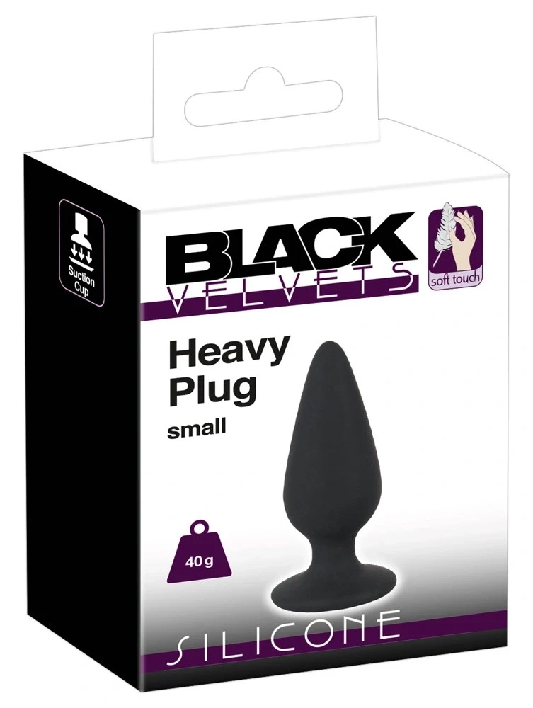 Black Velvets korek analny stożkowy silikonowy mały 7,8 cm, czarny