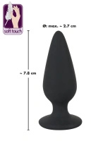 Black Velvets korek analny stożkowy silikonowy mały 7,8 cm, czarny