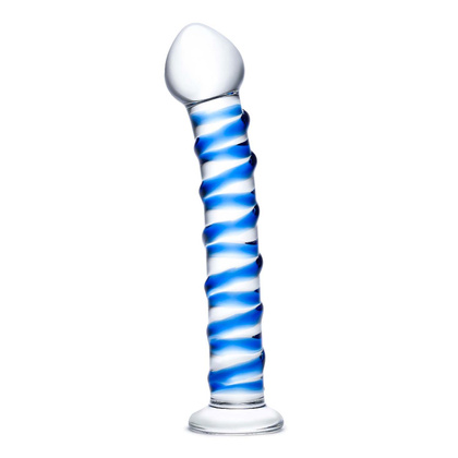 Szklane Dildo Z Niebieską Spiralą Dookoła Blue Spiral S Dildo Glas