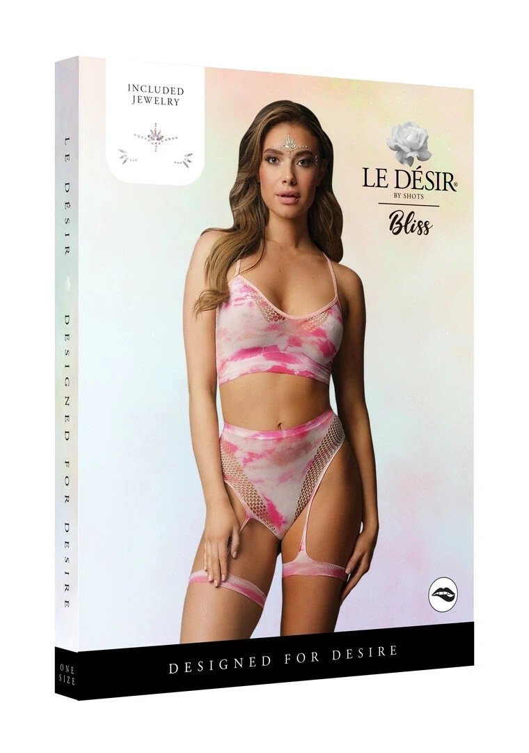 Le Desir Dazzling komplet z wysokim stanem i szelkami S-XL