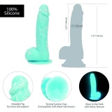 Addiction Luke dildo silikonowe 19 cm z przyssawką, niebieskie, świeci w ciemności