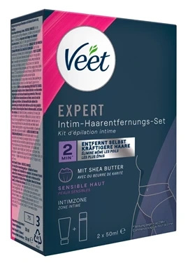 Veet EXPERT zestaw do pielęgnacji okolic intymnych z kremem i pianką 2 x 50 ml