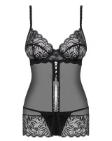 Contica babydoll i stringi czarne Obsessive