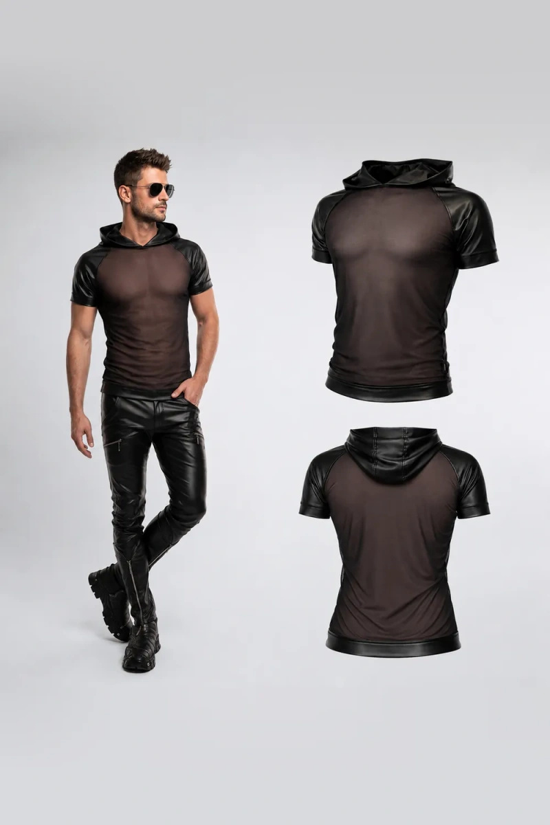 T-shirt Z Kapturem I Rękawami Raglan Wetlook Magnus Czarny Regnes