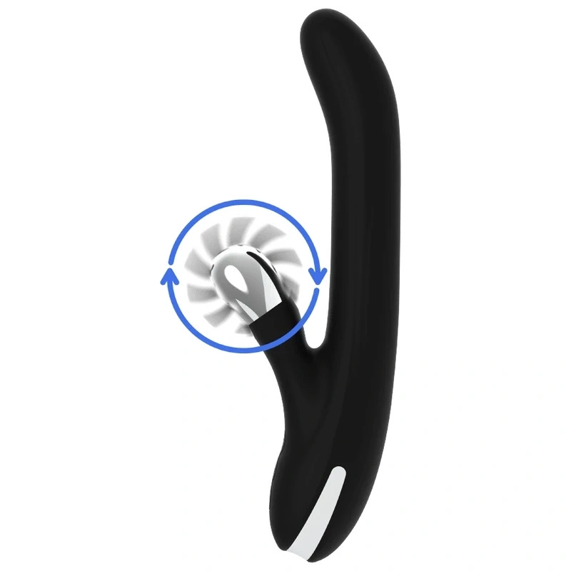Black and Silver Storm Rotation Vibe – wibrator rotacyjny silikonowy, USB, 24 cm
