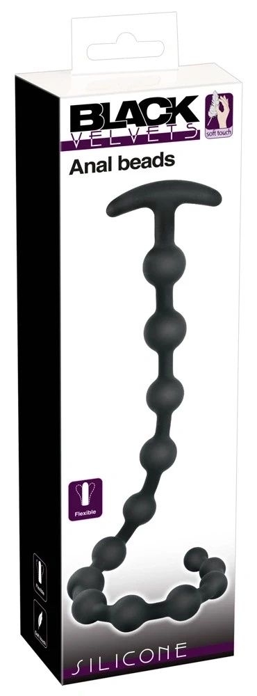 Black Velvets kulki analne silikonowe, 13 kul, 50 cm, czarne