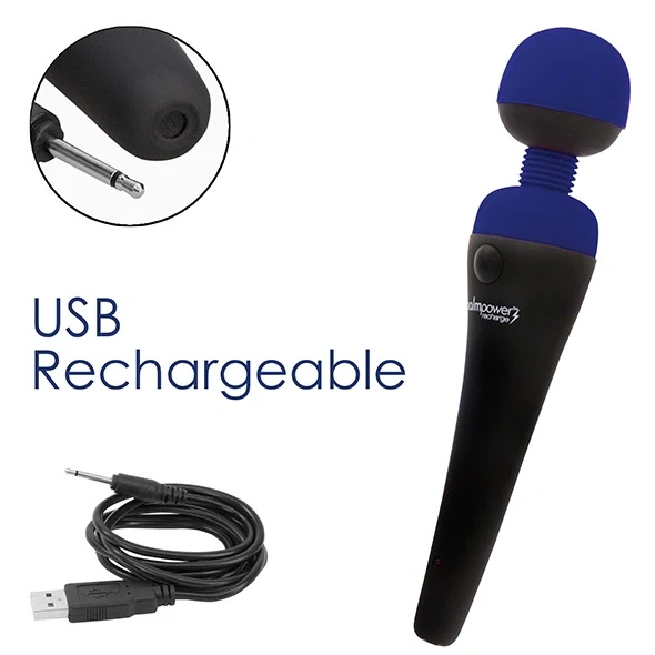 PalmPower Recharge masażer różdżka z ruchomą główką niebieski IPX7