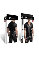 T-shirt Z Kapturem Wetlook Z Zamkiem Slim Fit Ettore Czarny Regnes