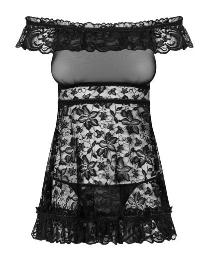 Koronkowa Babydoll Ze Stringami Flores L/Xl Obsessive
