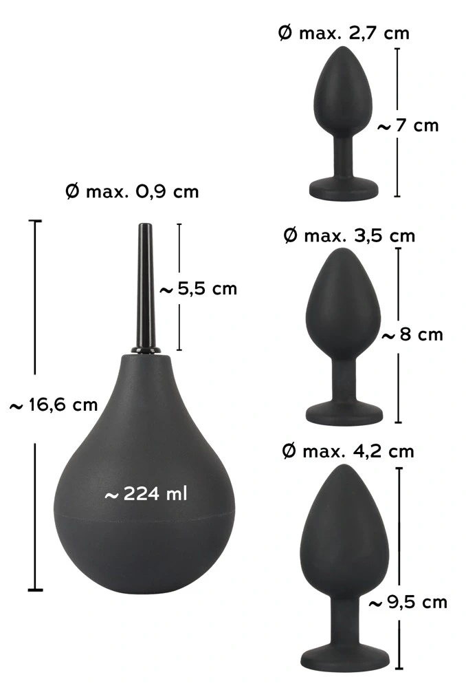 Black Velvets zestaw 4w1: prysznic higieniczny 224 ml i 3 aplikatory, czarny