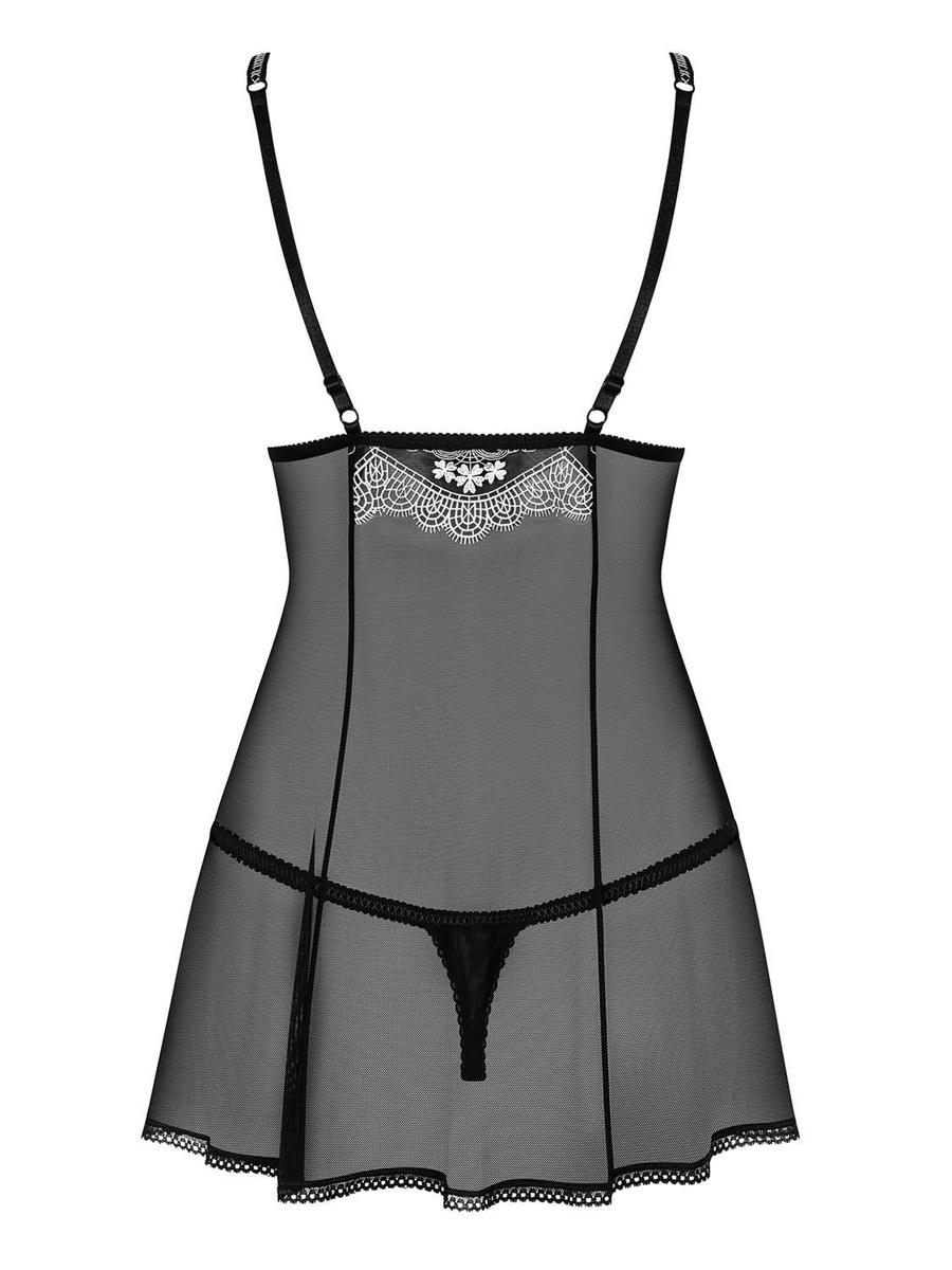 840-BAB-1 babydoll i stringi czarne - jak ta lala Obsessive