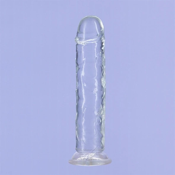Addiction Crystal Addiction Vertical dildo z TPE 18 cm z przyssawką, przezroczyste