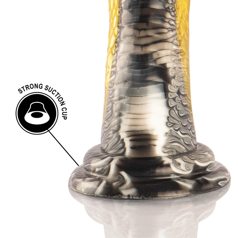 EPIC Drakon – silikonowe dildo, żółta kobra, 205 mm