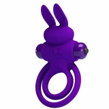Pretty Love Bunny Ring wibrujący pierścień silikonowy, 10 trybów