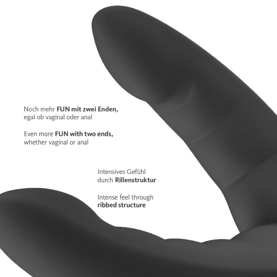 Fun Factory Ryde dildo podwójne z przyssawką, czarne, 12,3/10 cm